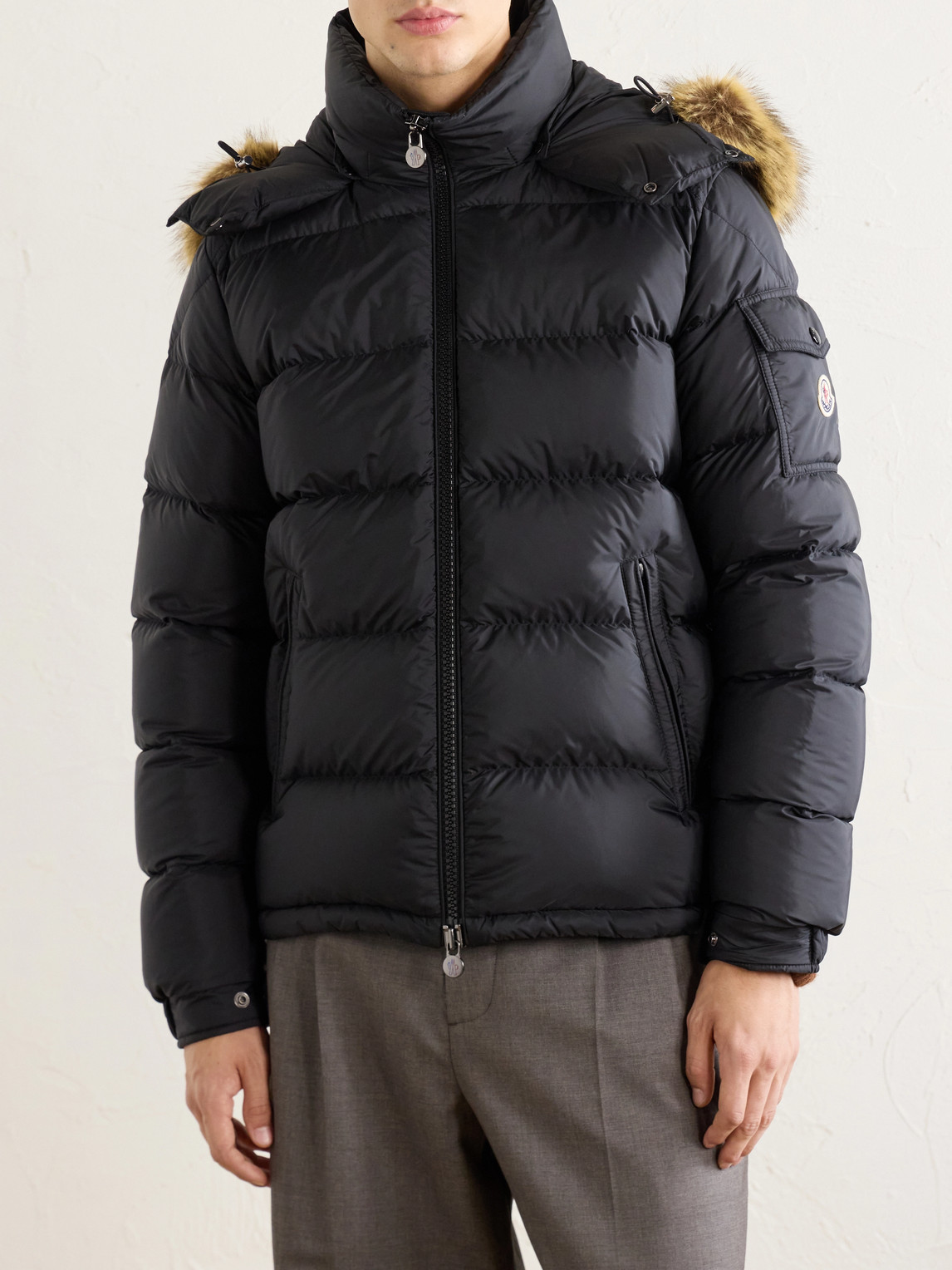 Mayaf Hooded Plush-Trimmed Quilted Shell Down Jacket