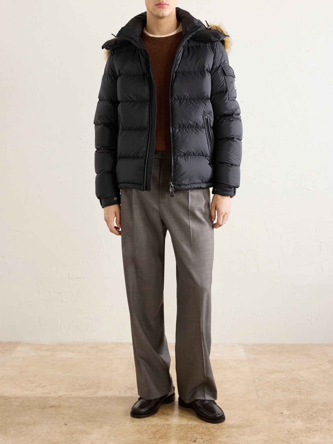 Mayaf Hooded Plush-Trimmed Quilted Shell Down Jacket