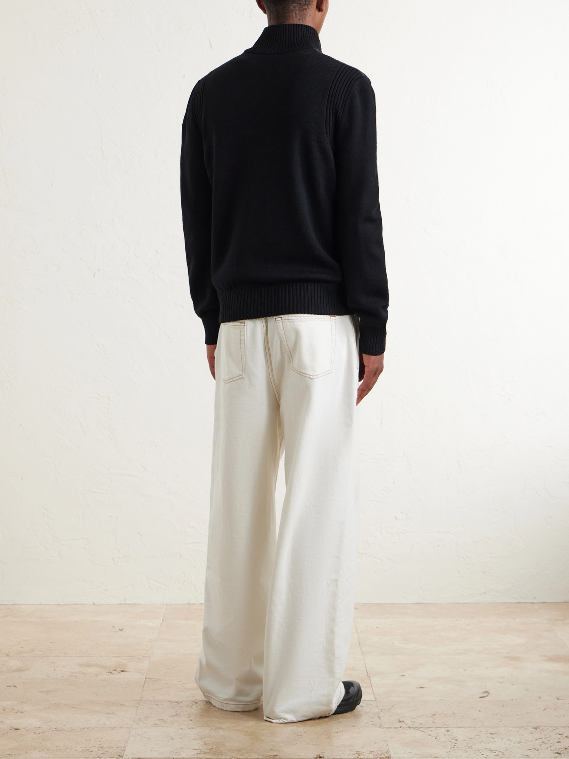 Panelled Virgin Wool And Quilted Shell Down Zip-Up Cardigan