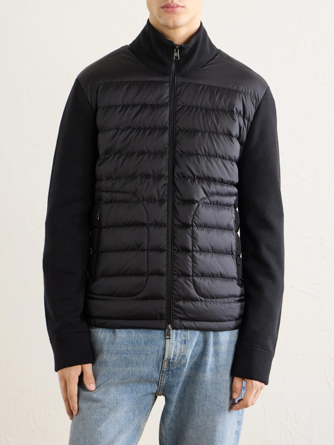 And Quilted Shell Zip-Up Cardigan
