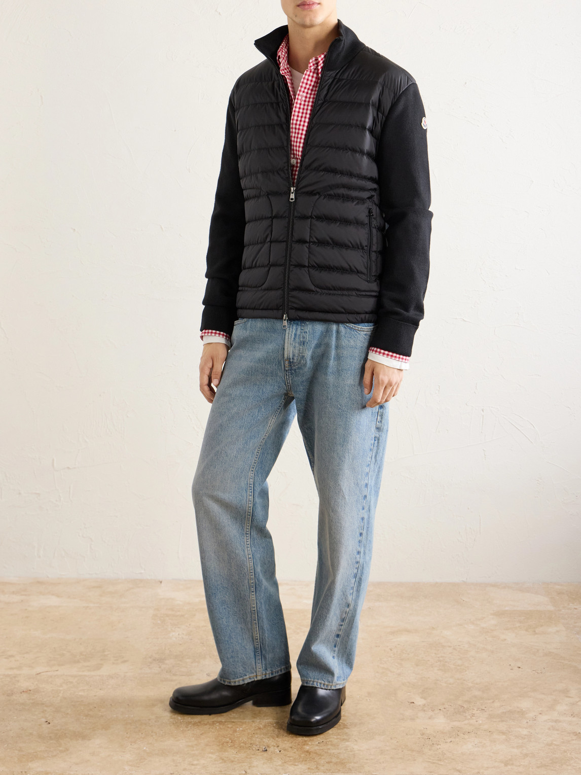And Quilted Shell Zip-Up Cardigan