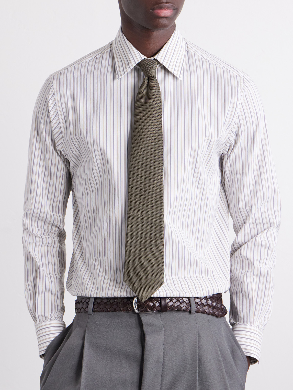  Mr P. - 8cm Silk Tie - Men - Green 