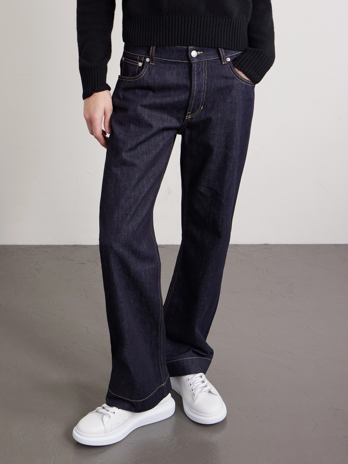 McQueen Exaggerated-Sole Leather Sneakers EU 44.5