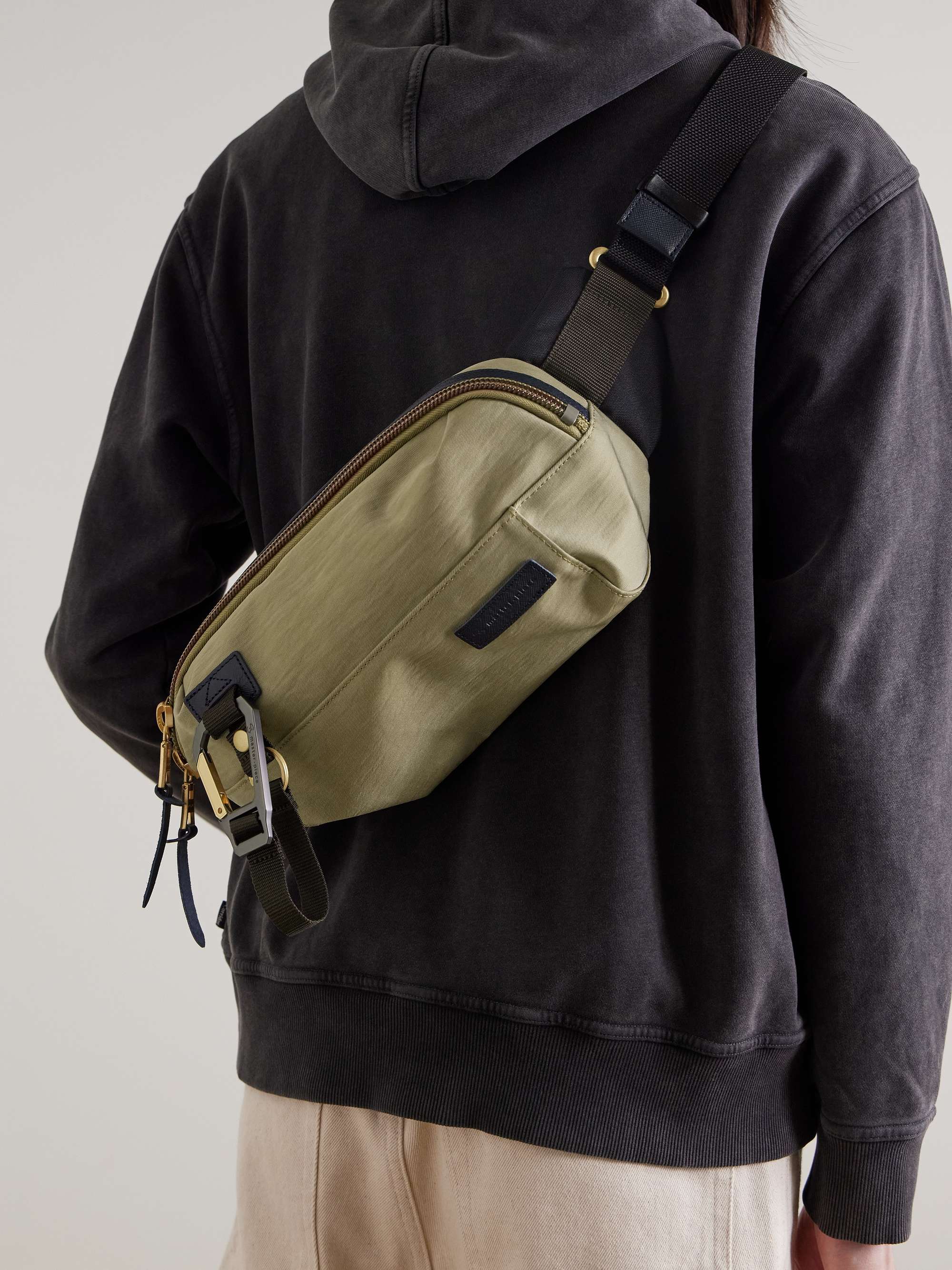 MASTER-PIECE Link Leather-Trimmed Nylon-Twill Belt Bag