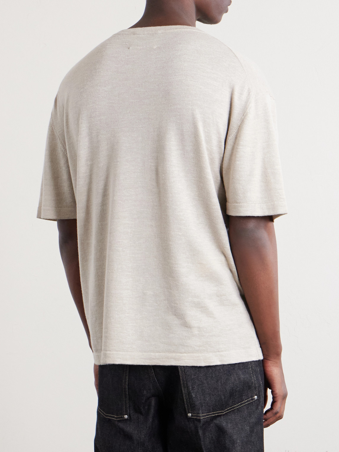 Lenny Ribbed Wool, Silk And Linen-Blend T-Shirt