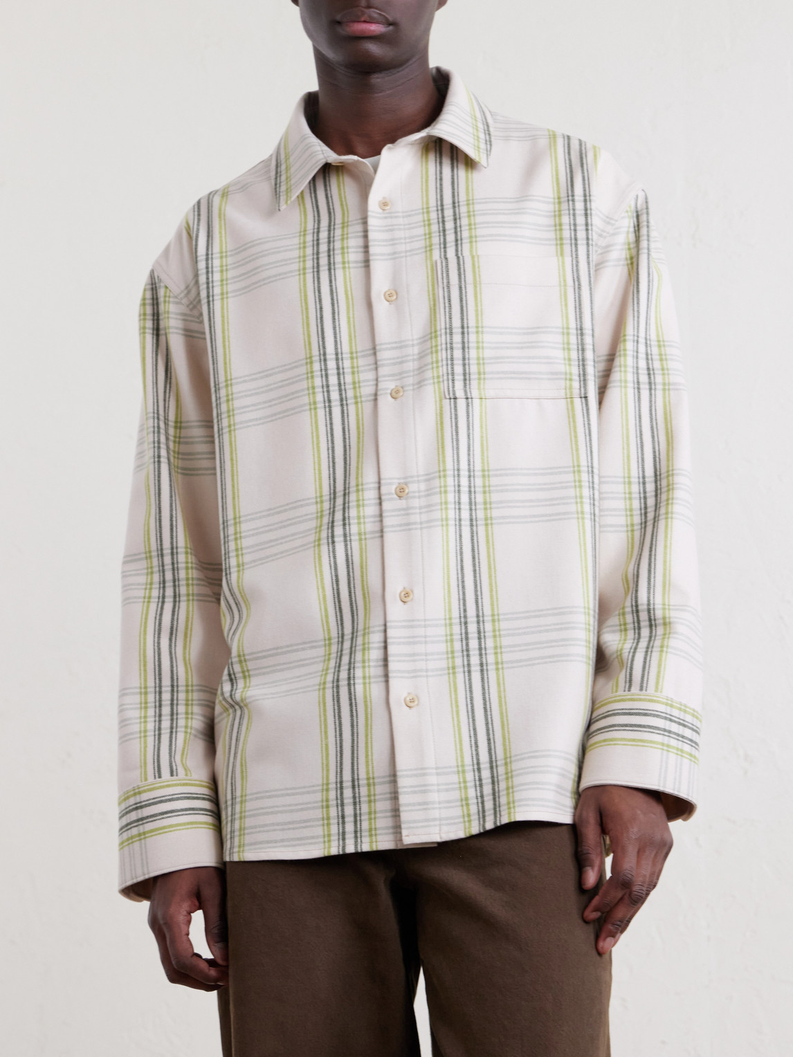  The Elder Statesman - Snap Pea Checked Virgin Wool, Silk And Cashmere-blend Overshirt - Men - Brown - S 