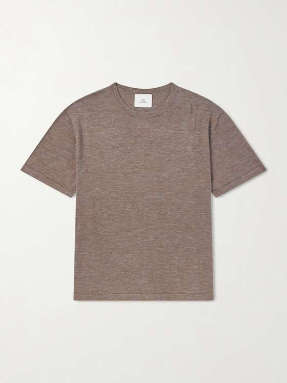 Theelderstatesman Lenny Ribbed Wool, Silk and Linen-Blend T-Shirt