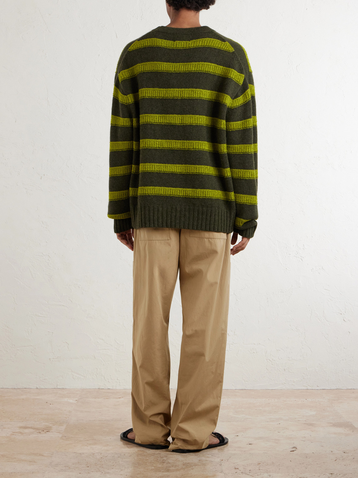  The Elder Statesman - Ridgeline Striped Cashmere-blend Sweater - Men - Green - L 