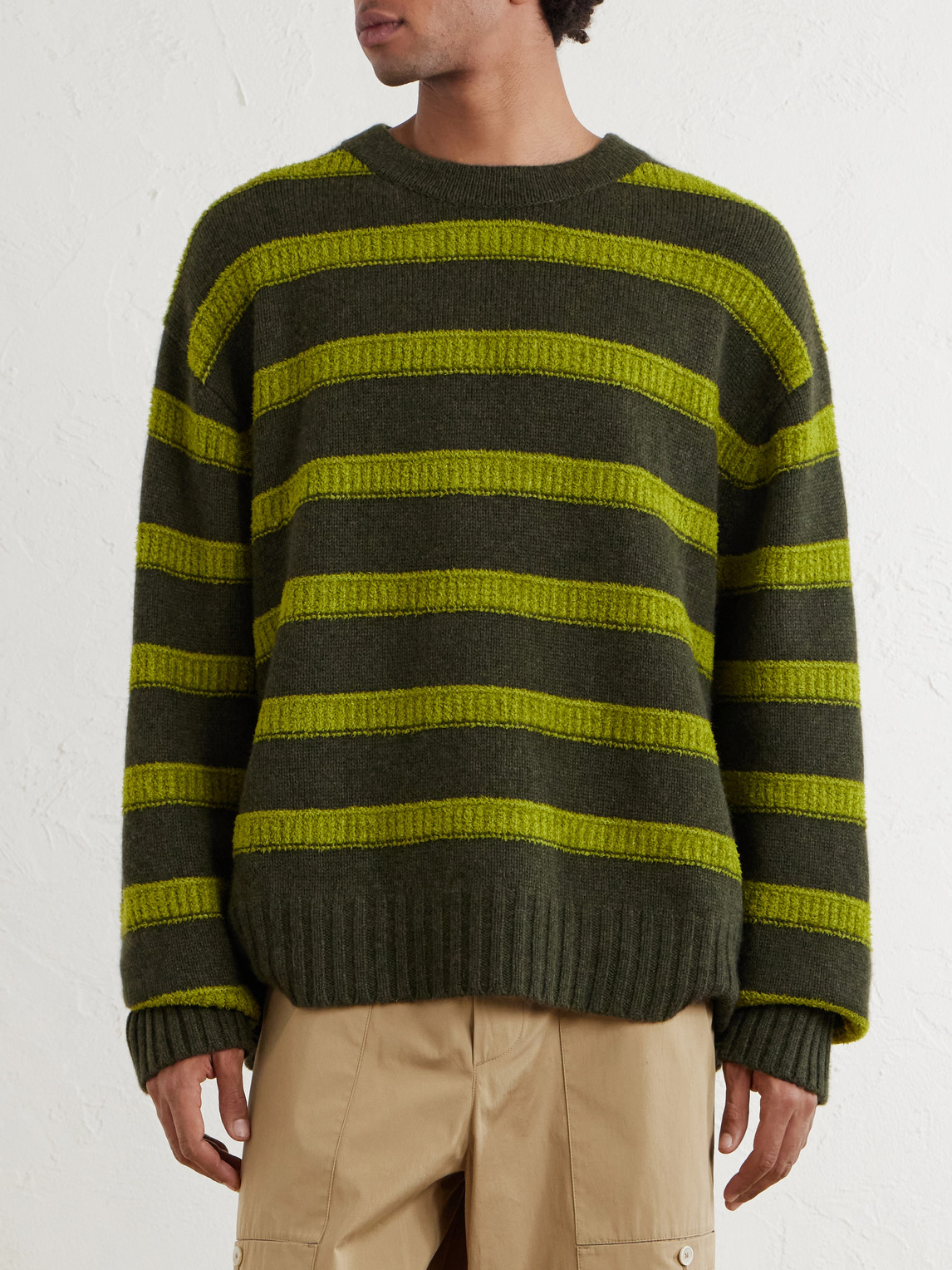  The Elder Statesman - Ridgeline Striped Cashmere-blend Sweater - Men - Green - L 