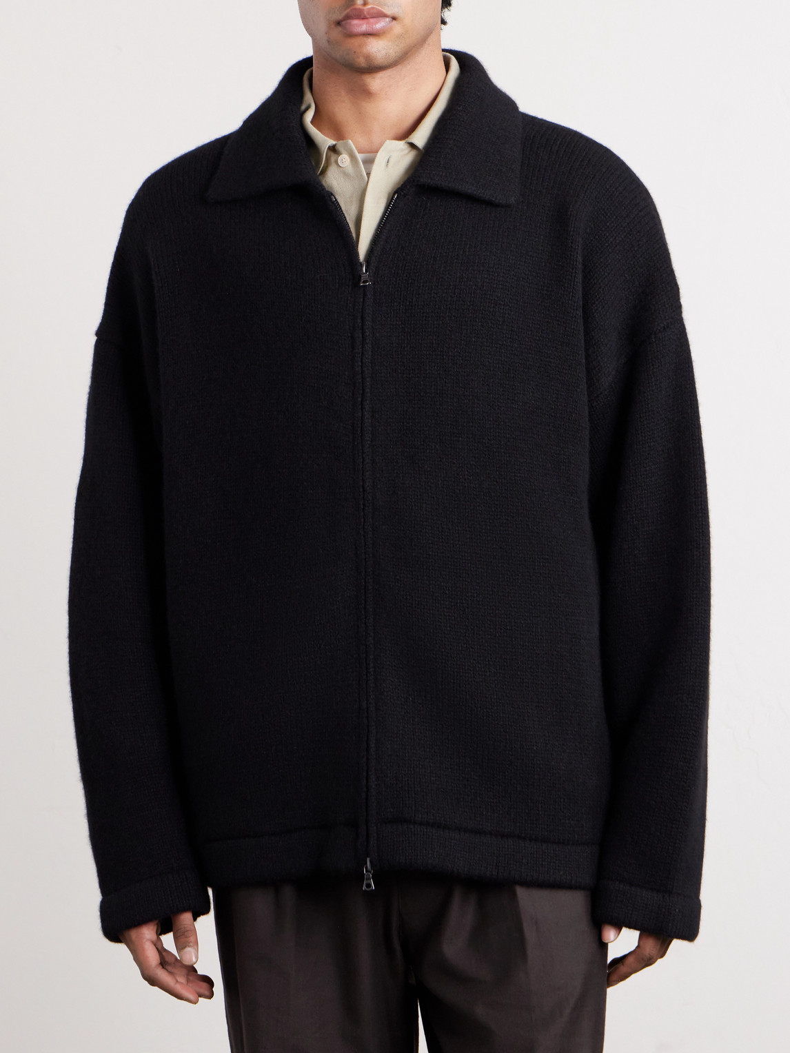  The Elder Statesman - Hunter Cashmere Zip-up Sweater - Men - Black - S 