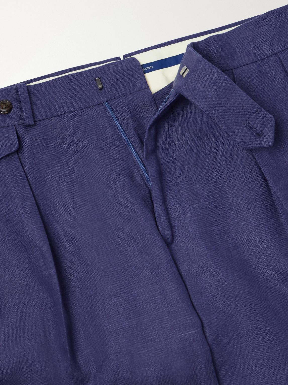 Straight-Leg Pleated Linen Suit Trousers