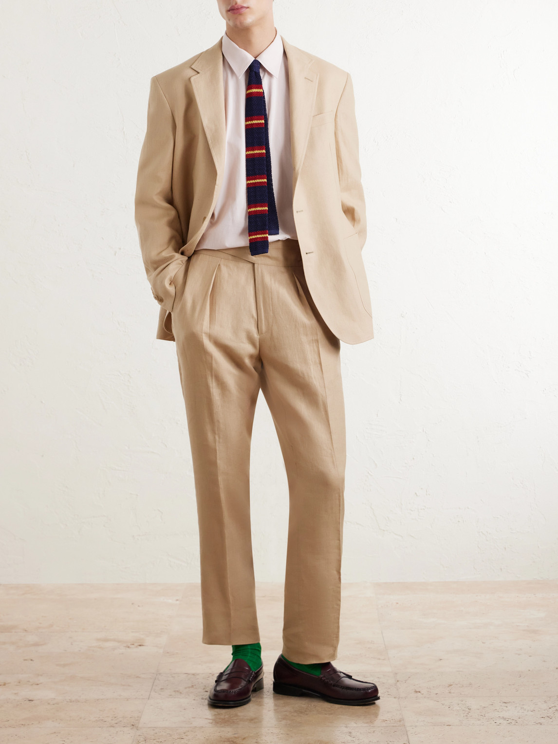 Polo Ralph Lauren Straight-Leg Pleated Linen Suit Trousers - Men | Thumbnail 2