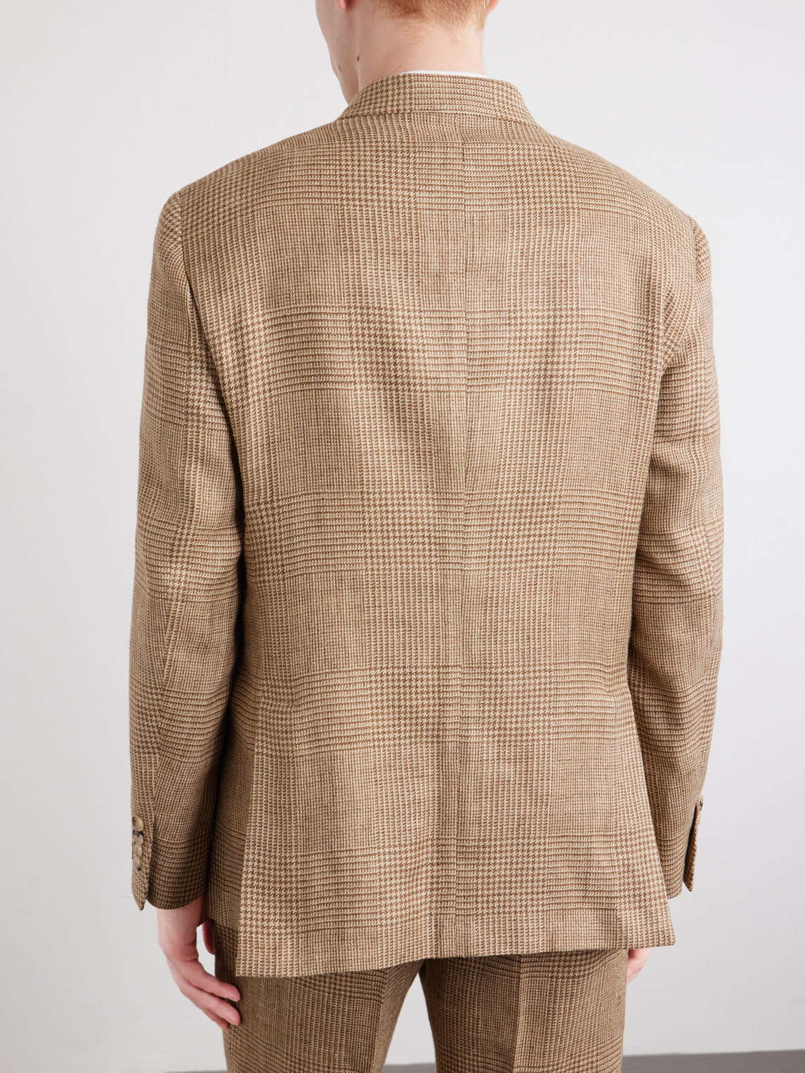 Polo Ralph Lauren Double-Breasted Houndstooth Silk, Linen and Wool-Blend Suit Jacket - Men | Thumbnail 4 Polo Ralph Lauren Double-Breasted Houndstooth Silk, Linen and Wool-Blend Suit Jacket - Men | Thumbnail 4