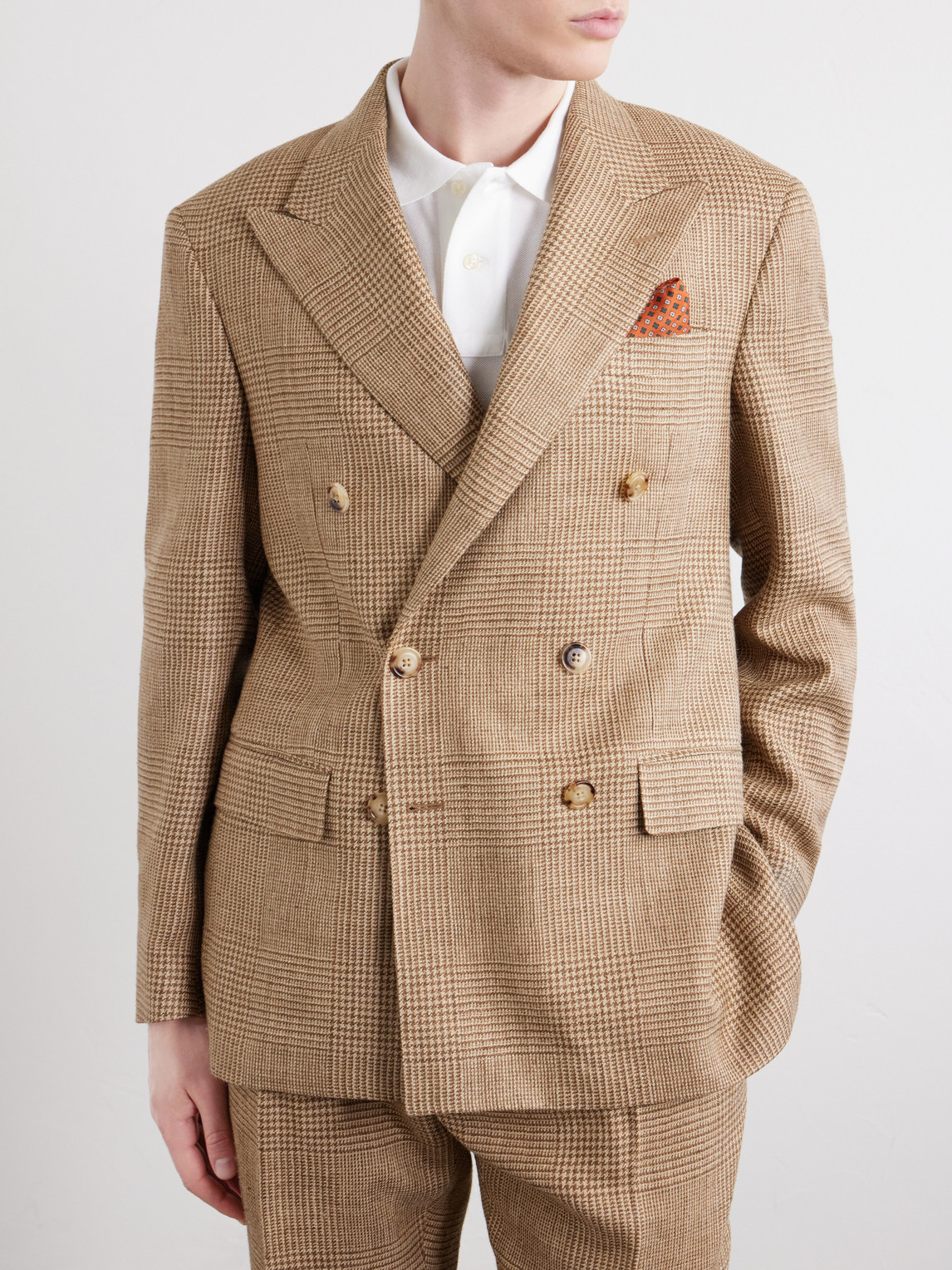 Polo Ralph Lauren Double-Breasted Houndstooth Silk, Linen and Wool-Blend Suit Jacket - Men | Thumbnail 3 Polo Ralph Lauren Double-Breasted Houndstooth Silk, Linen and Wool-Blend Suit Jacket - Men | Thumbnail 3