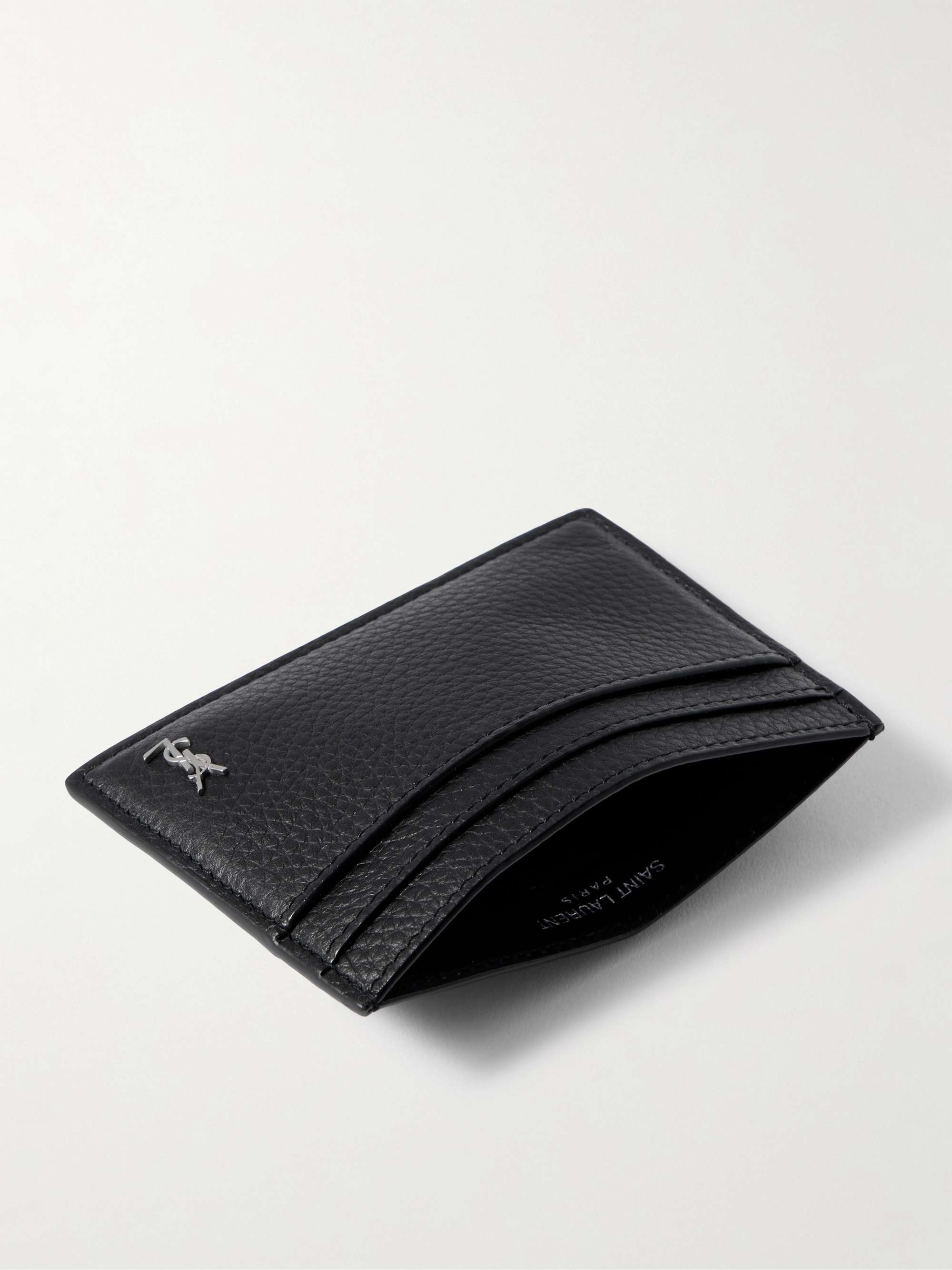 SAINT LAURENT Tiny Cassandre Logo-Appliquéd Full-Grain Leather