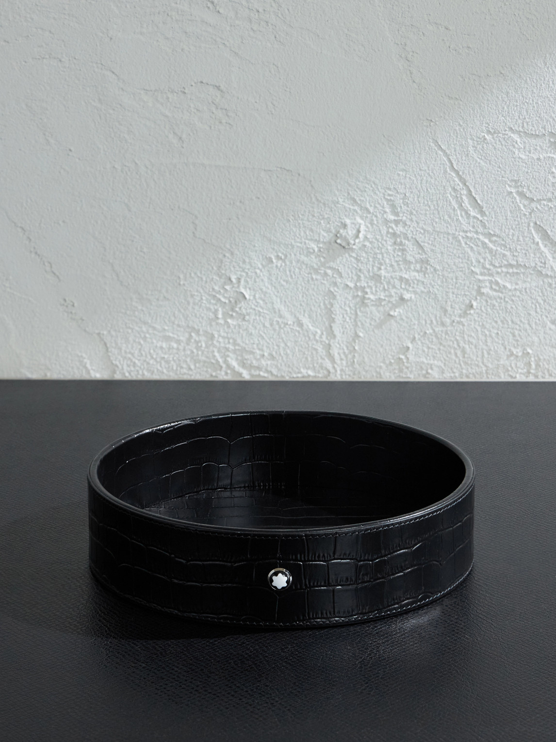 Large Croc-Effect Leather Desk Tray