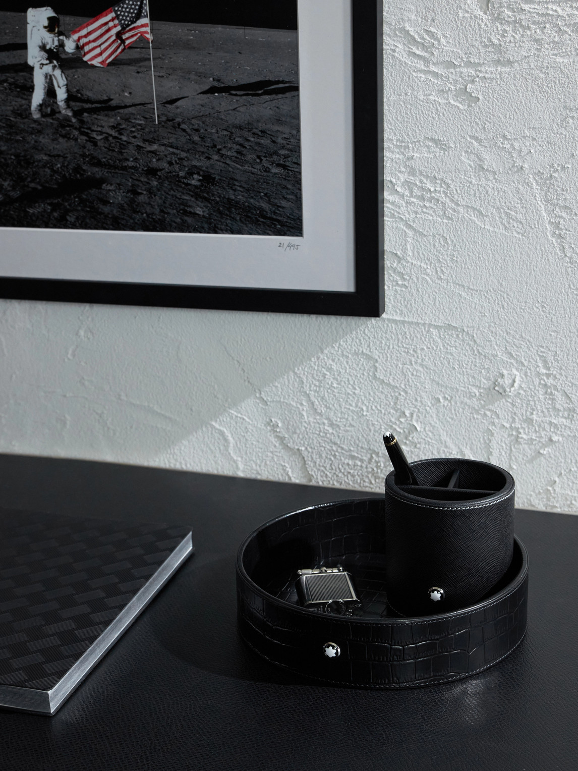 Large Croc-Effect Leather Desk Tray — 2