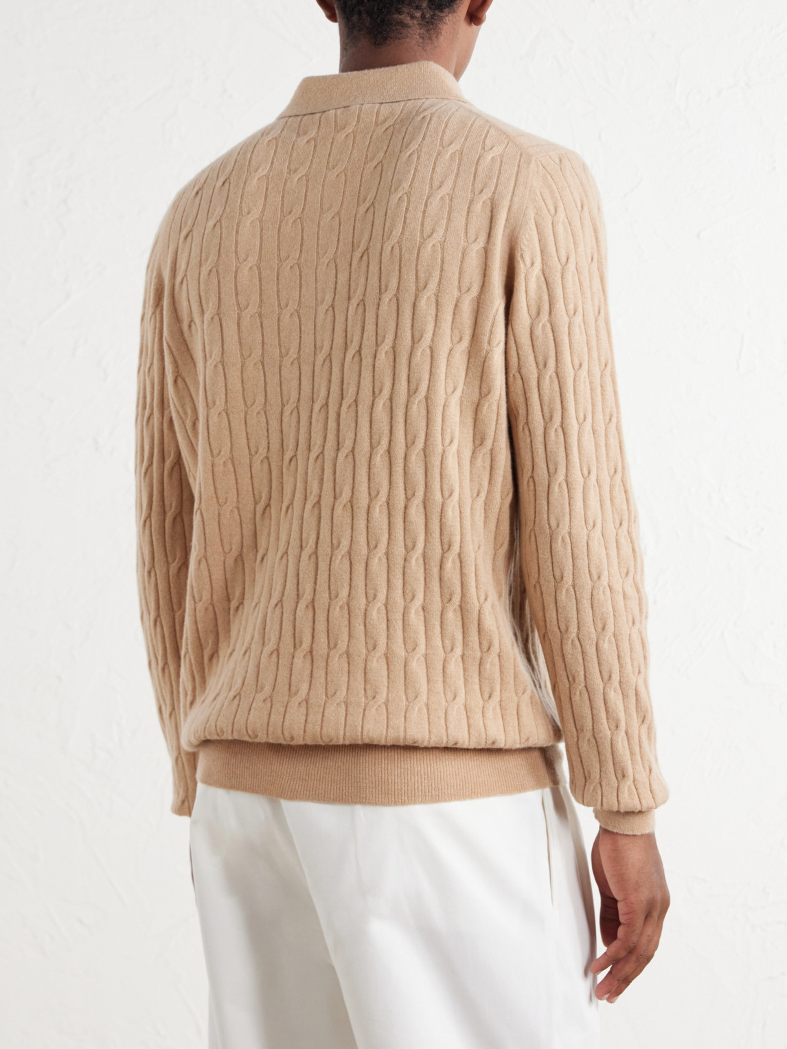 Cable-Knit Cashmere Polo Sweater