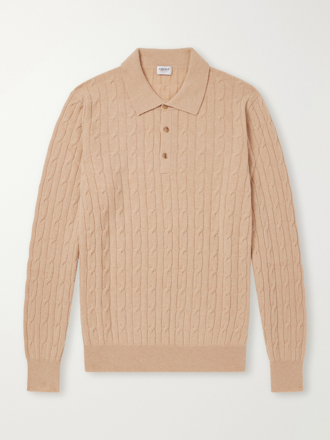 Cable-Knit Cashmere Polo Sweater