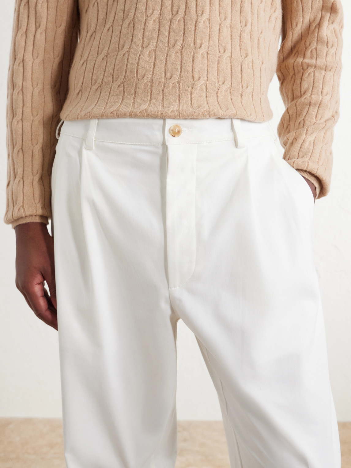 Marinaio Straight-Leg Pleated Cotton-Twill Trousers