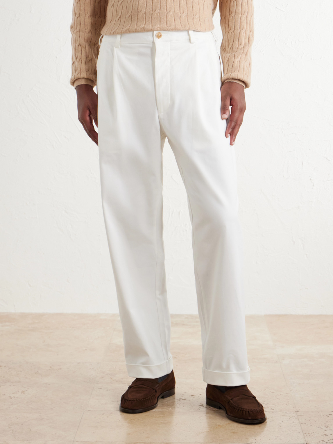 Marinaio Straight-Leg Pleated Cotton-Twill Trousers