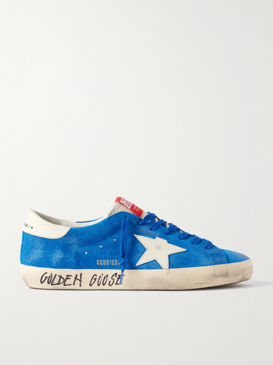 Golden Goose Super-Star Distressed Leather-Trimmed Suede Sneakers EU 46