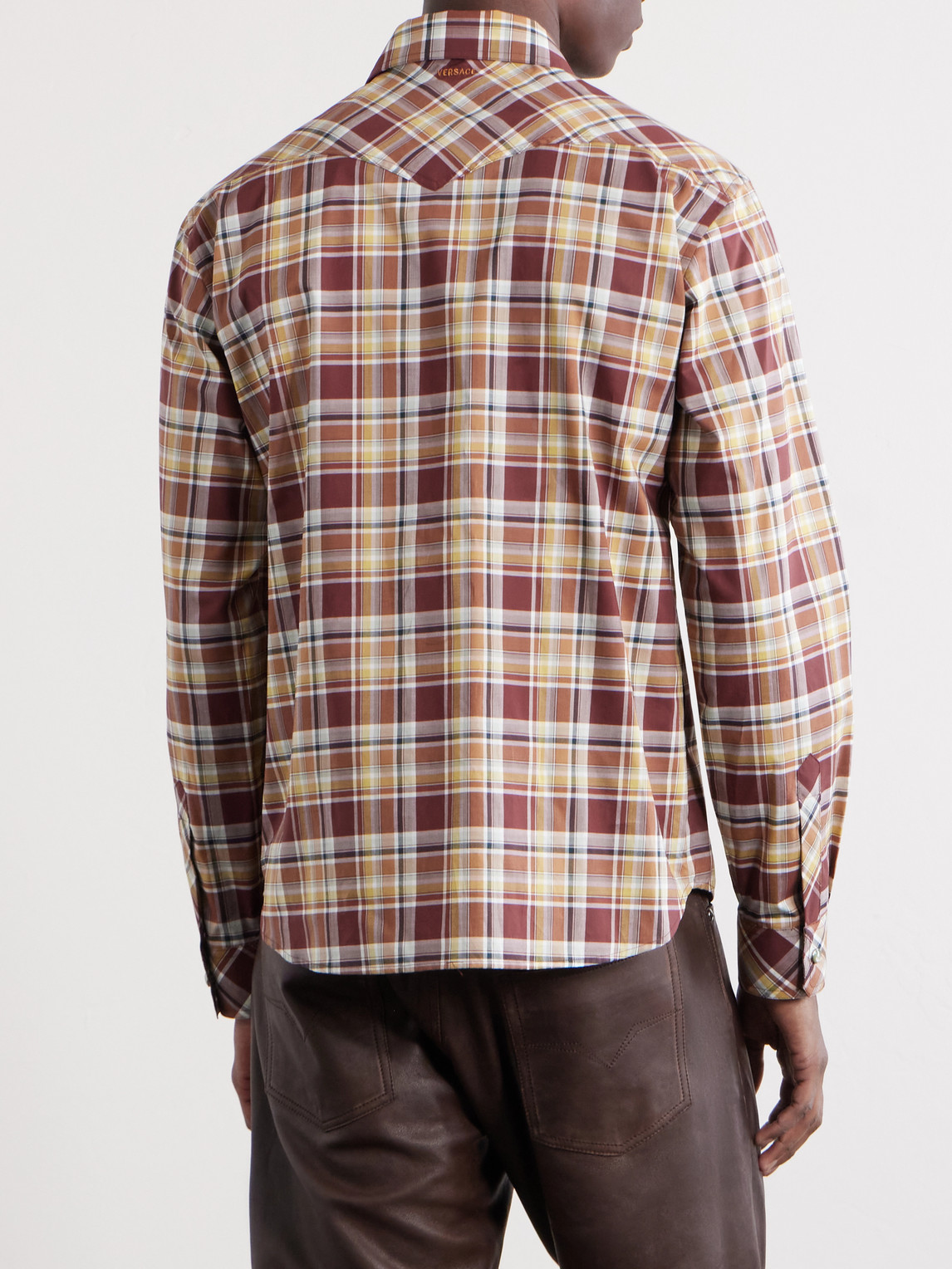  Versace - Checked Cotton Shirt - Men - Brown - It 46 