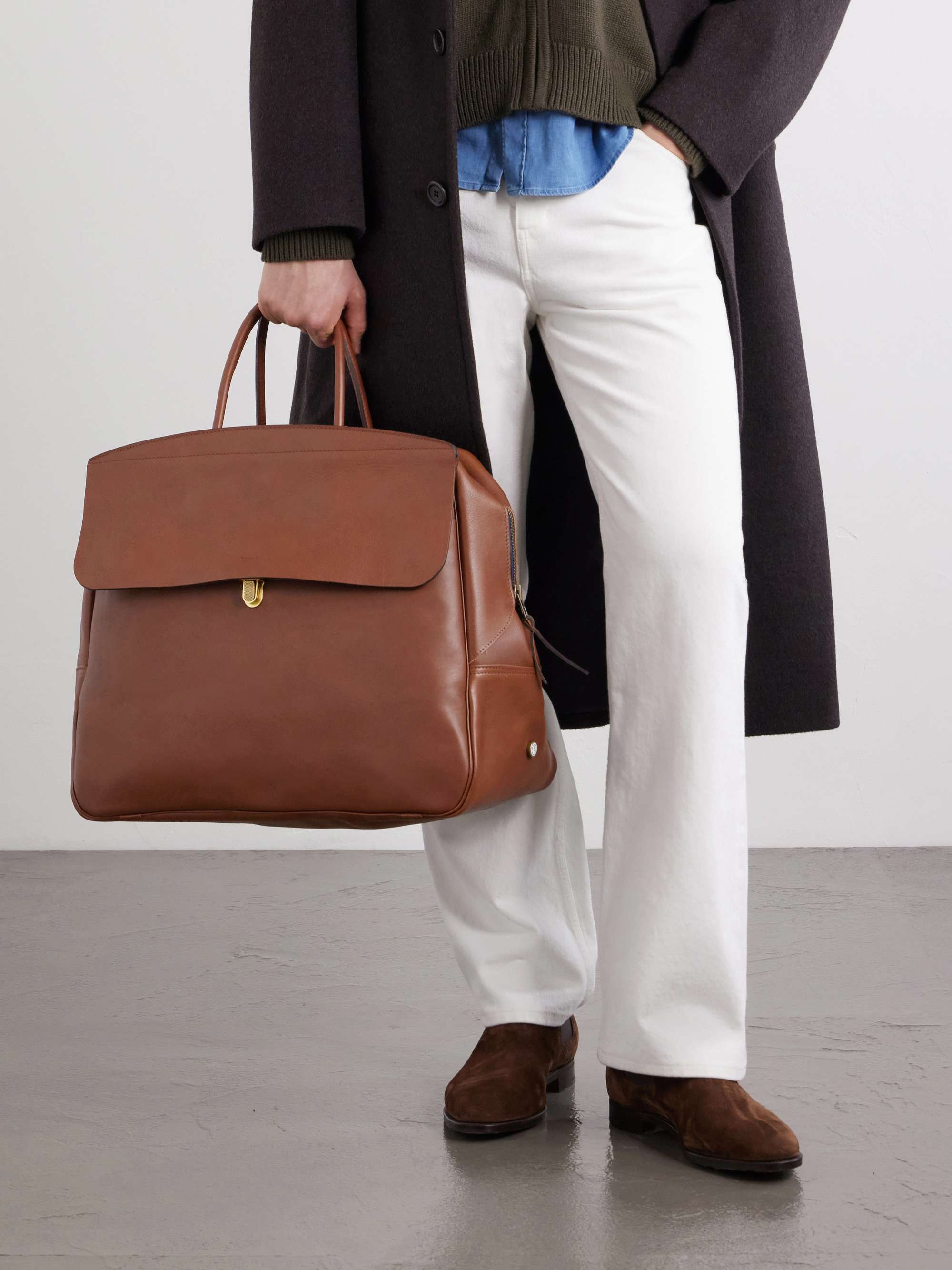 BLEU DE CHAUFFE Zoom Full-Grain Leather Weekend Bag