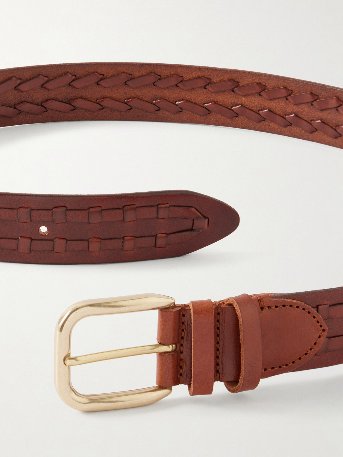  Mr P. - 3.5cm Woven Leather Belt - Men - Brown - Eu 85 