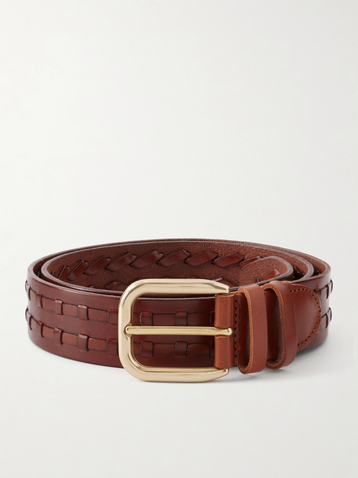 MR P. 3.5cm Woven Leather Belt - Men