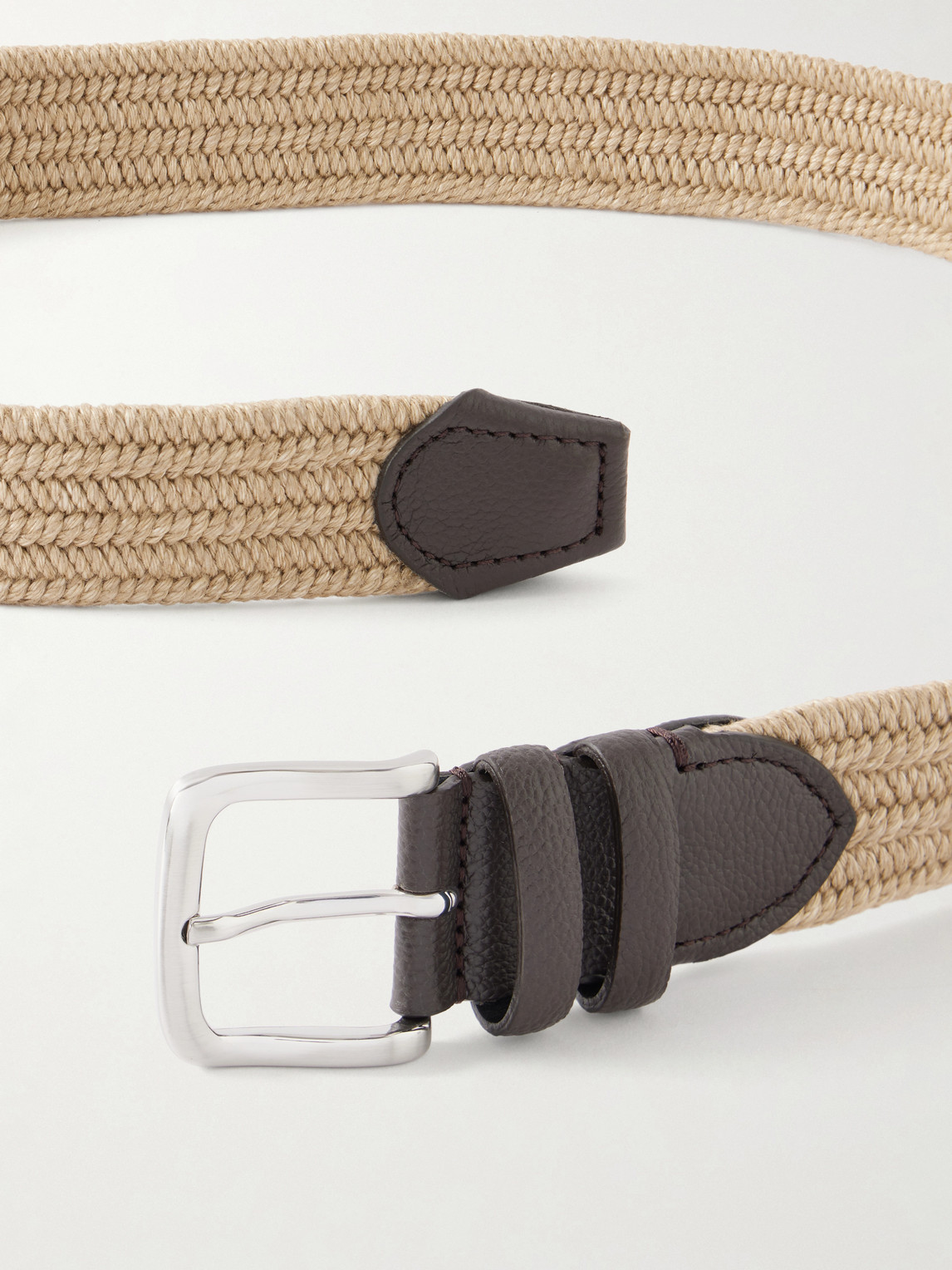  Mr P. - 3.5cm Leather-trimmed Woven Belt - Men - Neutrals - Eu 85 