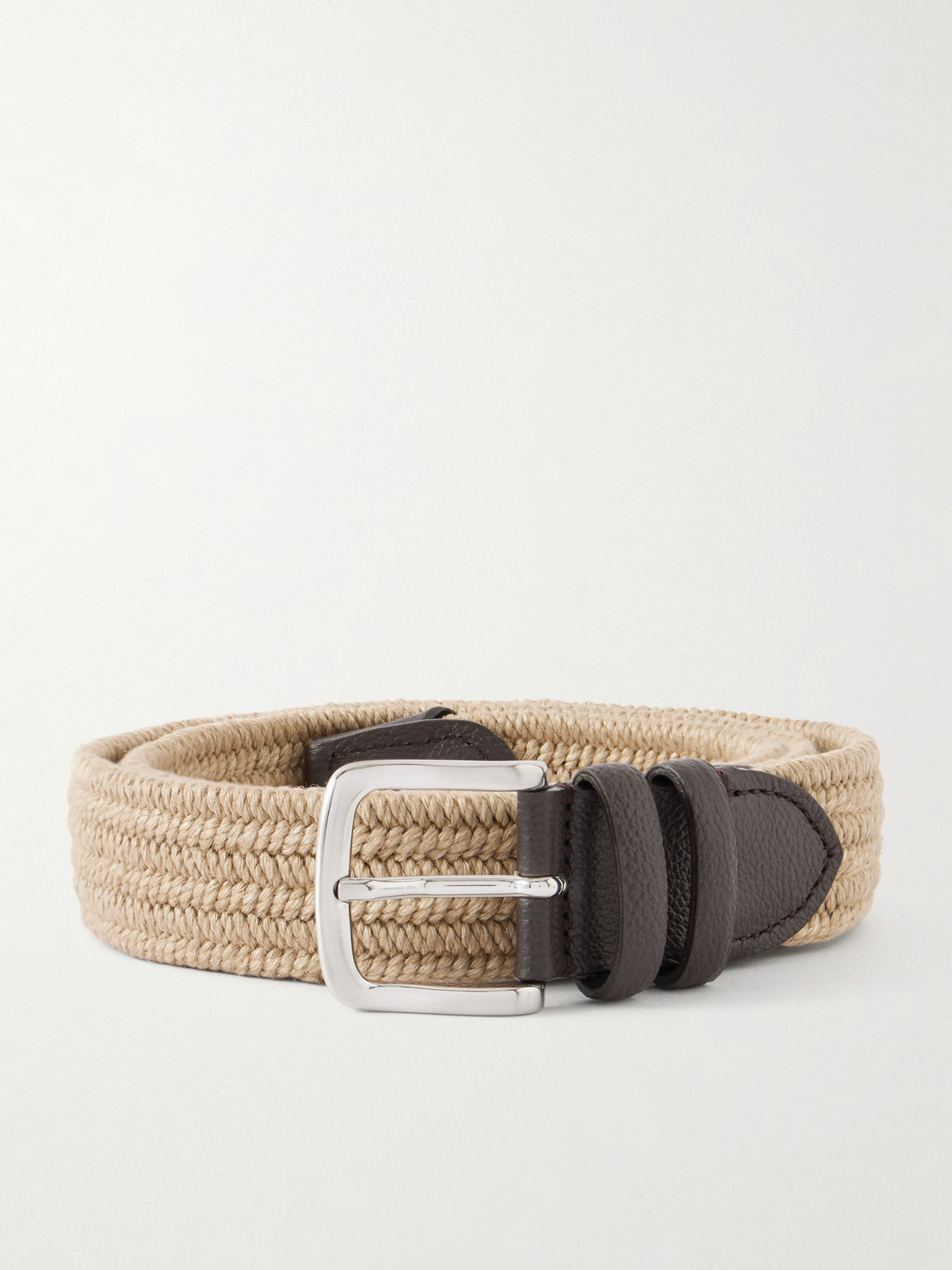 MR P. 3.5cm Leather-Trimmed Woven Belt - Men