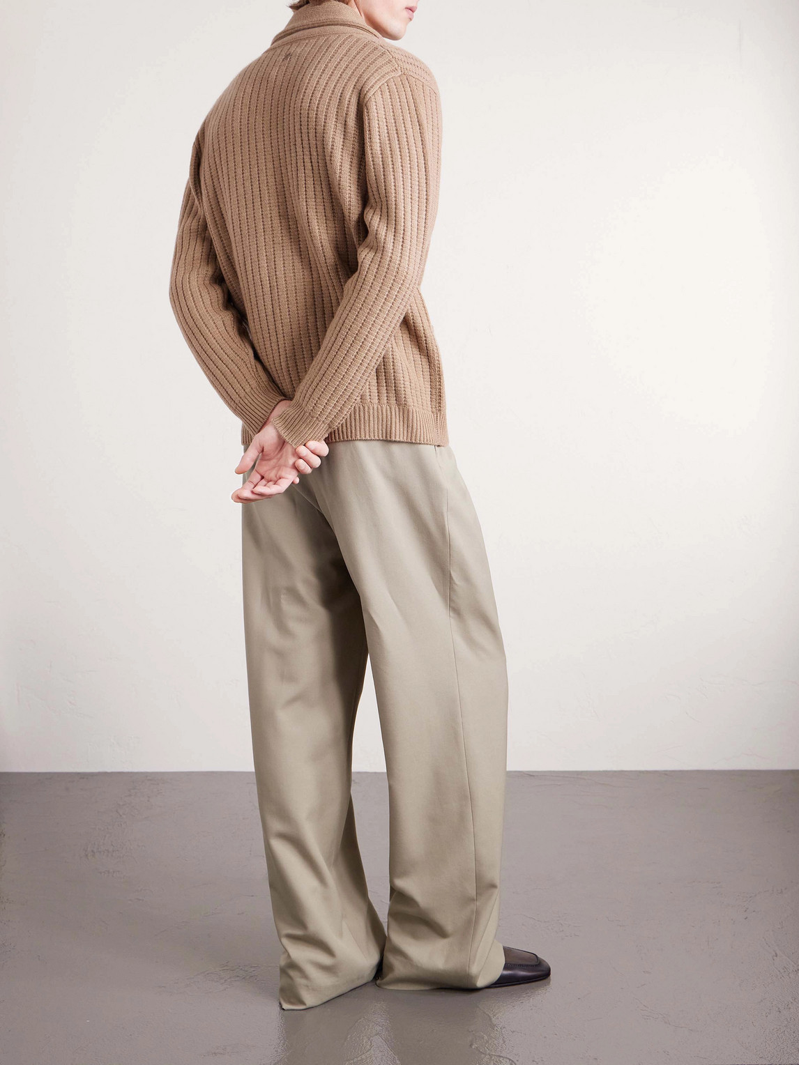  N.peal - Hollywood Authentic The Icon Shawl Ribbed Organic Cashmere Cardigan - Men - Neutrals - S 