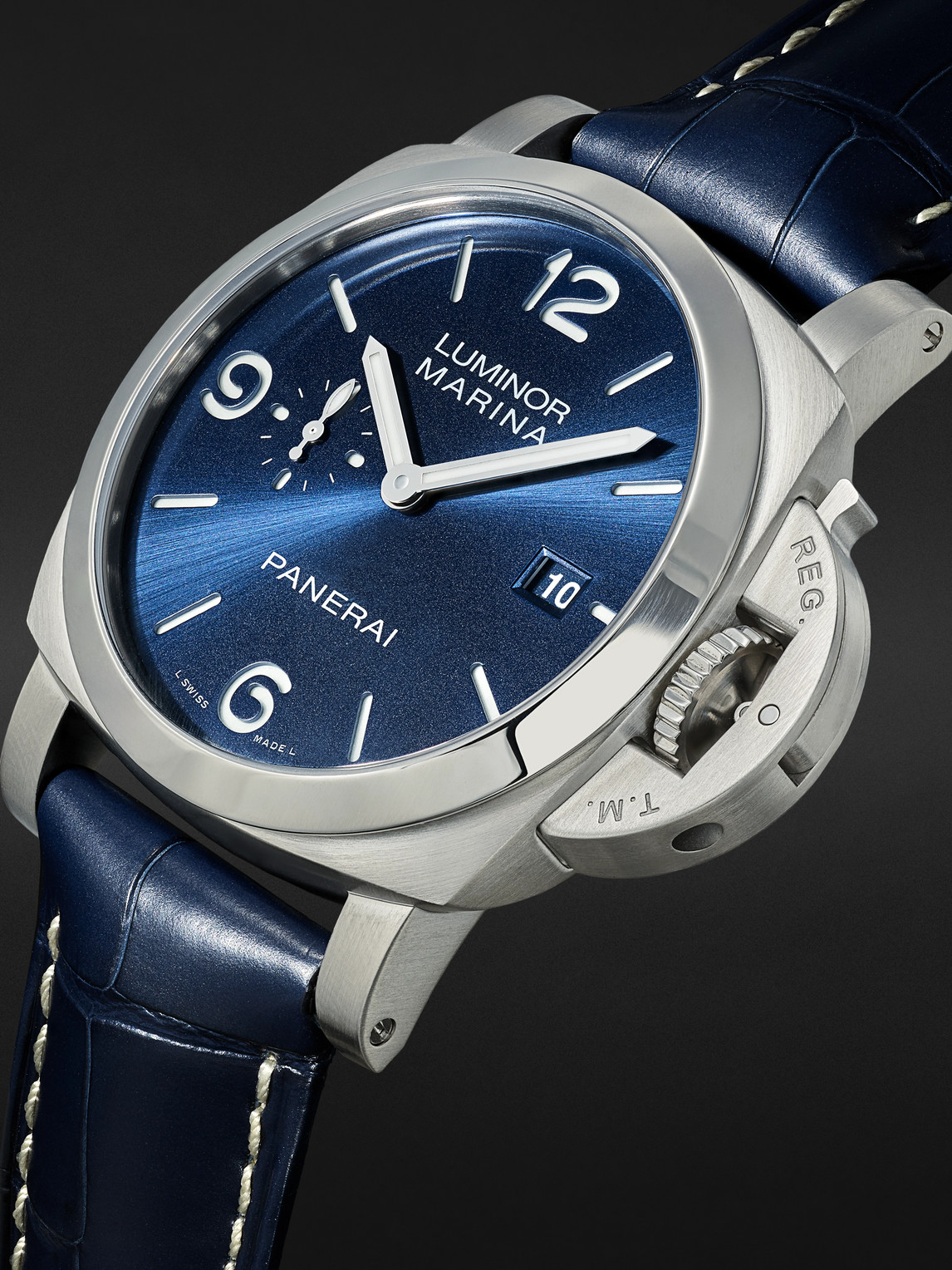  Panerai - Luminor Marina Automatic 44mm Stainless Steel And Alligator Watch, Ref. No. Pam03313 - Men - Blue 
