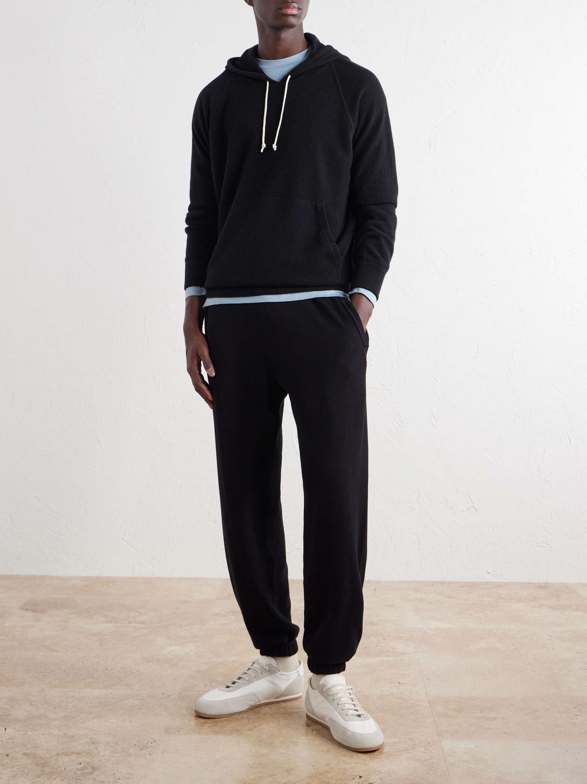 GHIAIA CASHMERE Tapered Ribbed Cotton Sweatpants