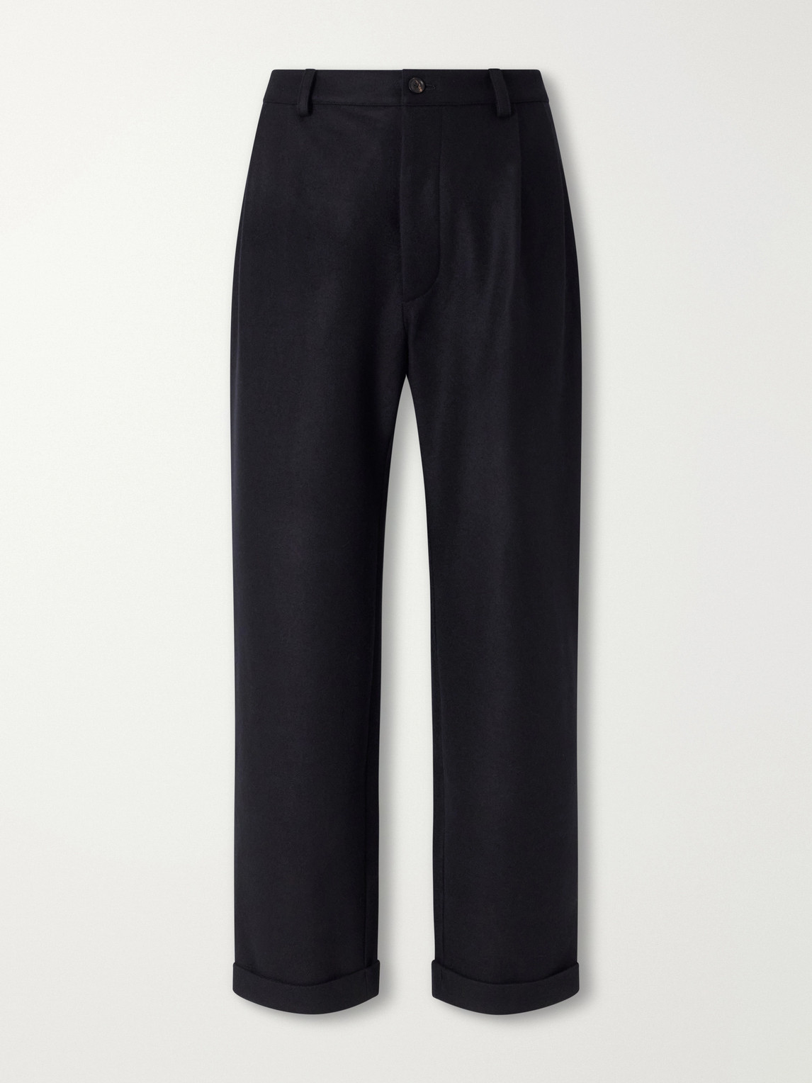 Straight-Leg Pleated Wool-Flannel Trousers