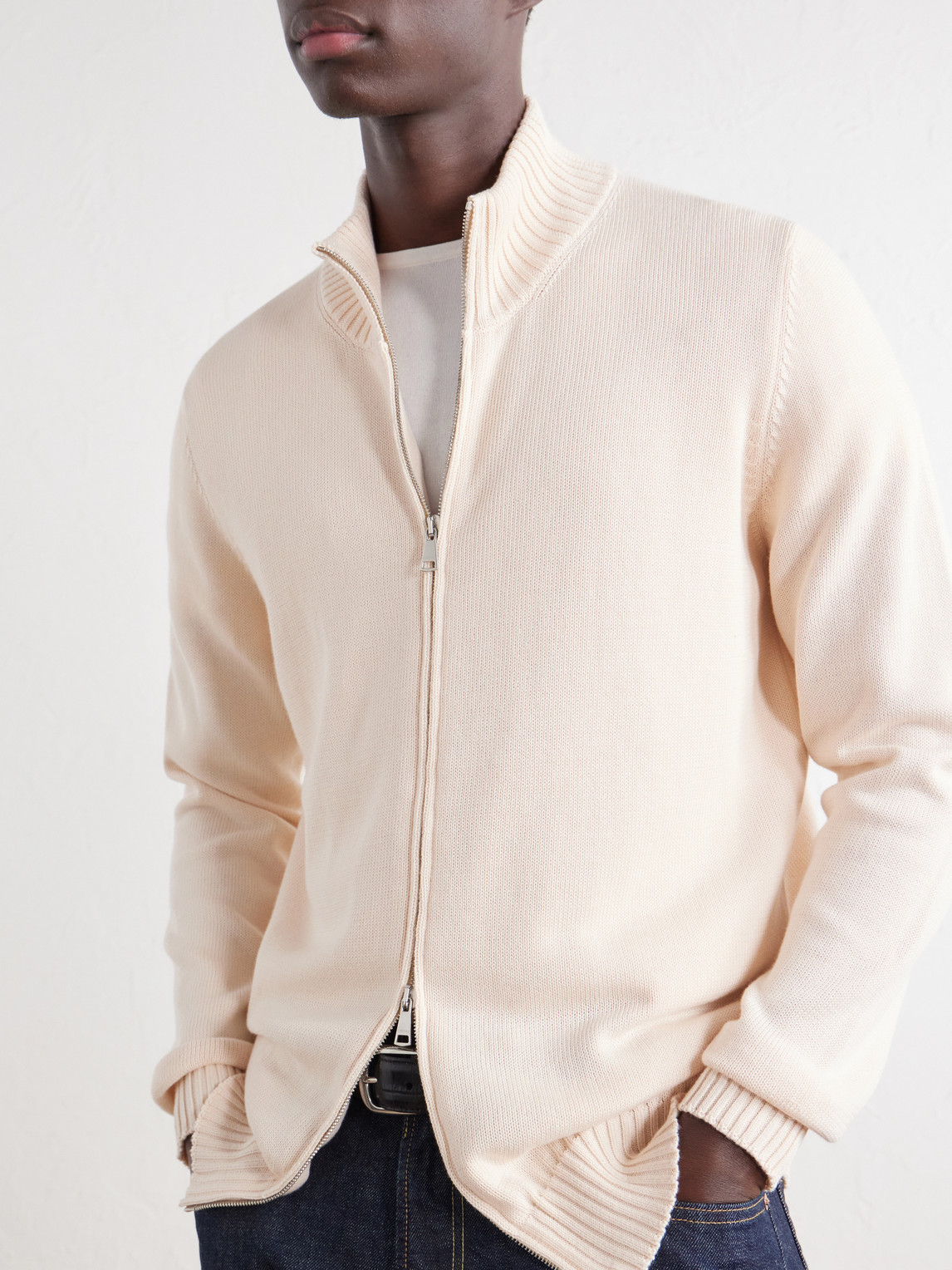 Cotton Zip-Up Sweater