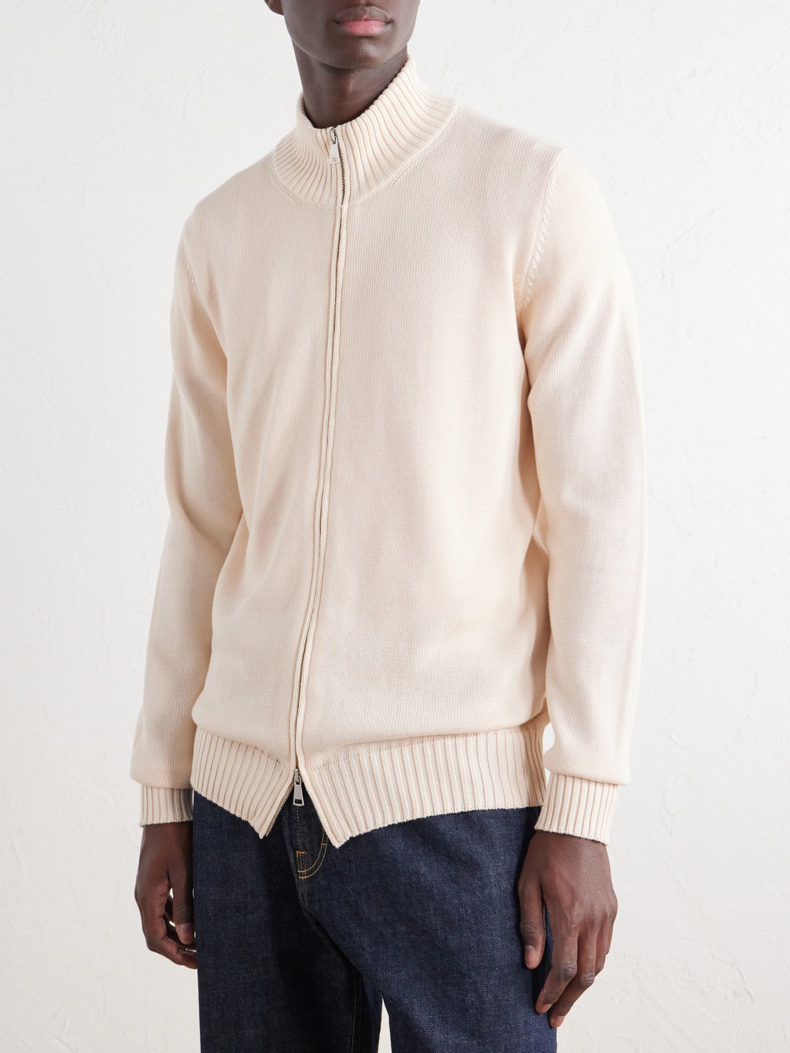 Cotton Zip-Up Sweater