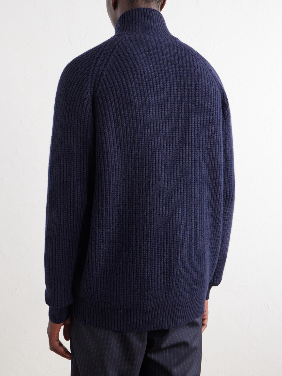 Barracuda Ribbed-Knit Cashmere Zip-Up Sweater