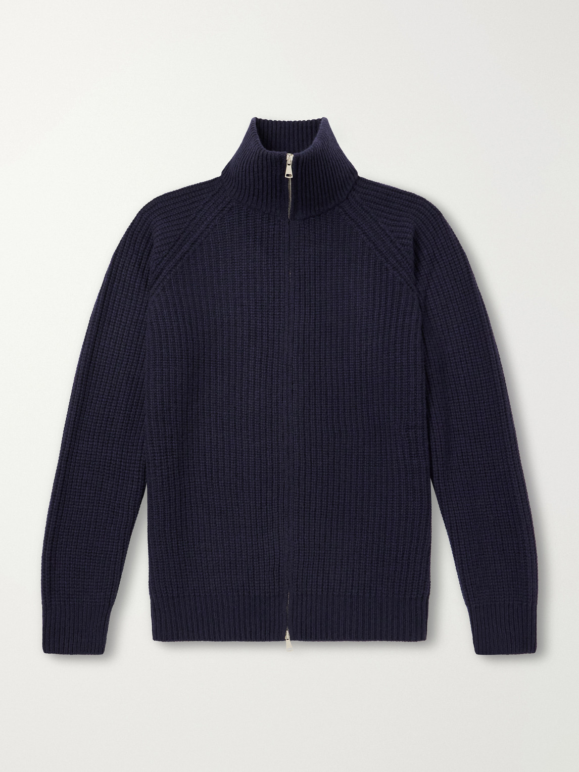 Barracuda Ribbed-Knit Cashmere Zip-Up Sweater