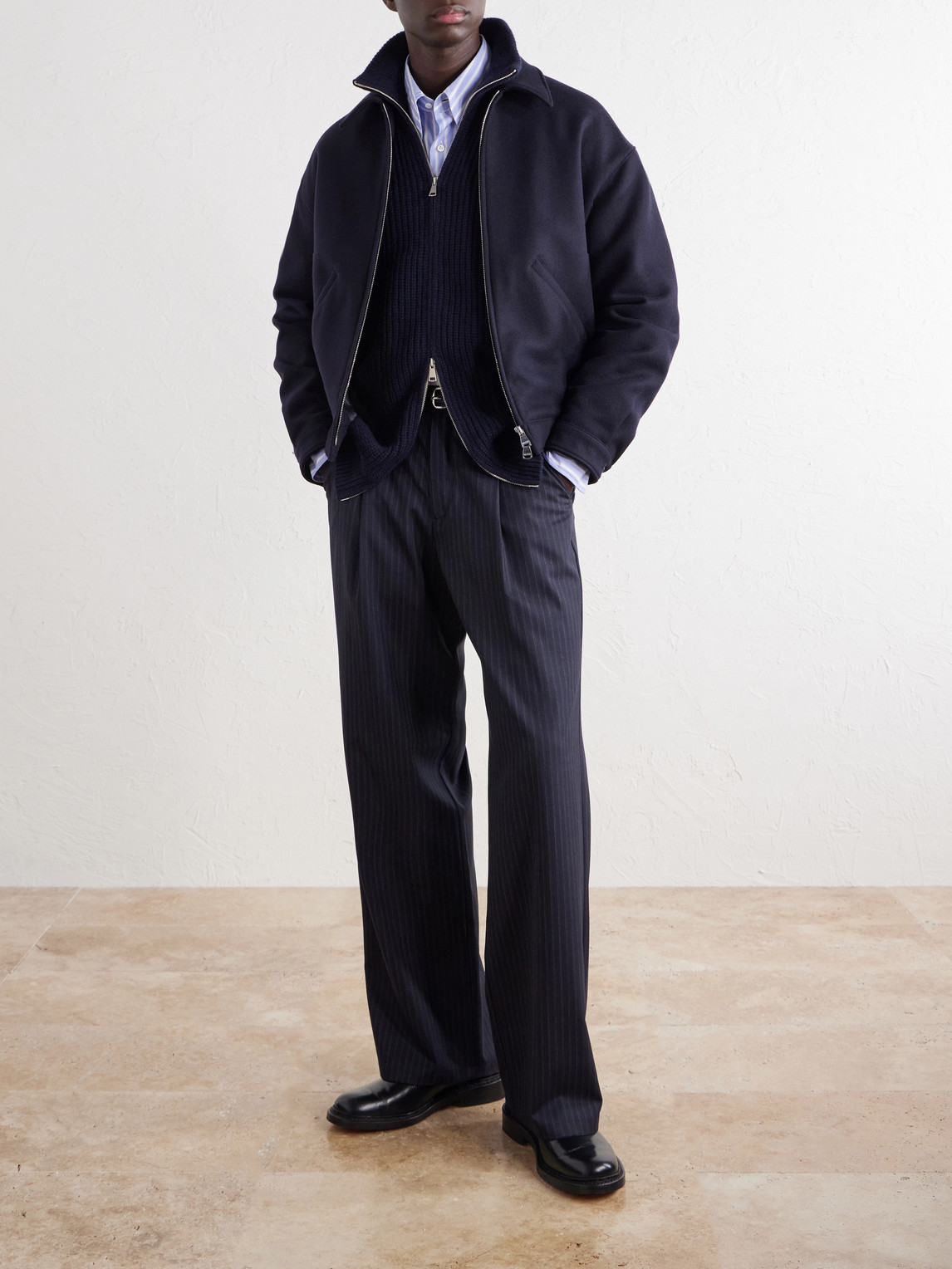Barracuda Ribbed-Knit Cashmere Zip-Up Sweater
