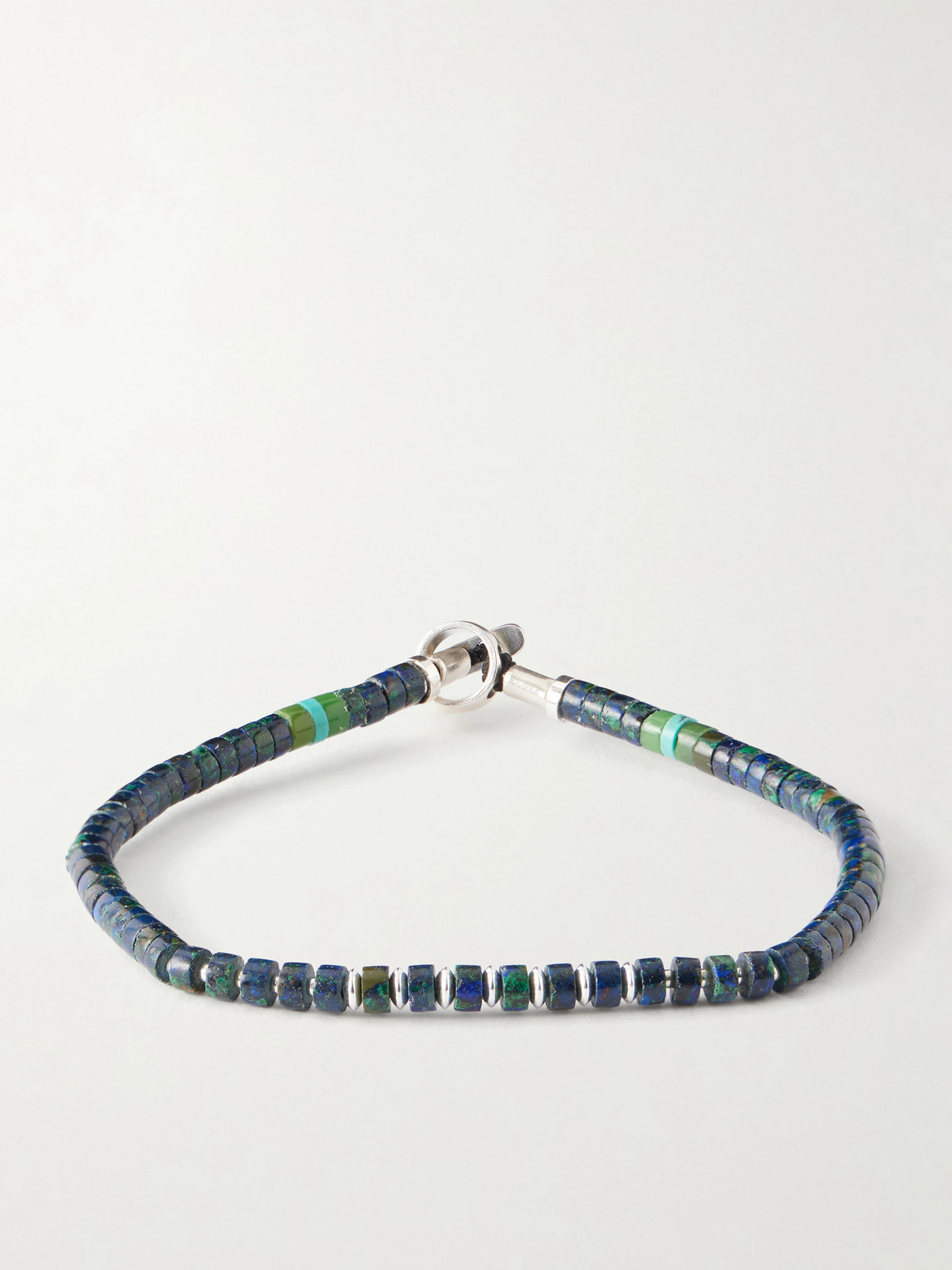 Mikia Heishi Sterling Silver And Azurite Beaded Bracelet In Blue