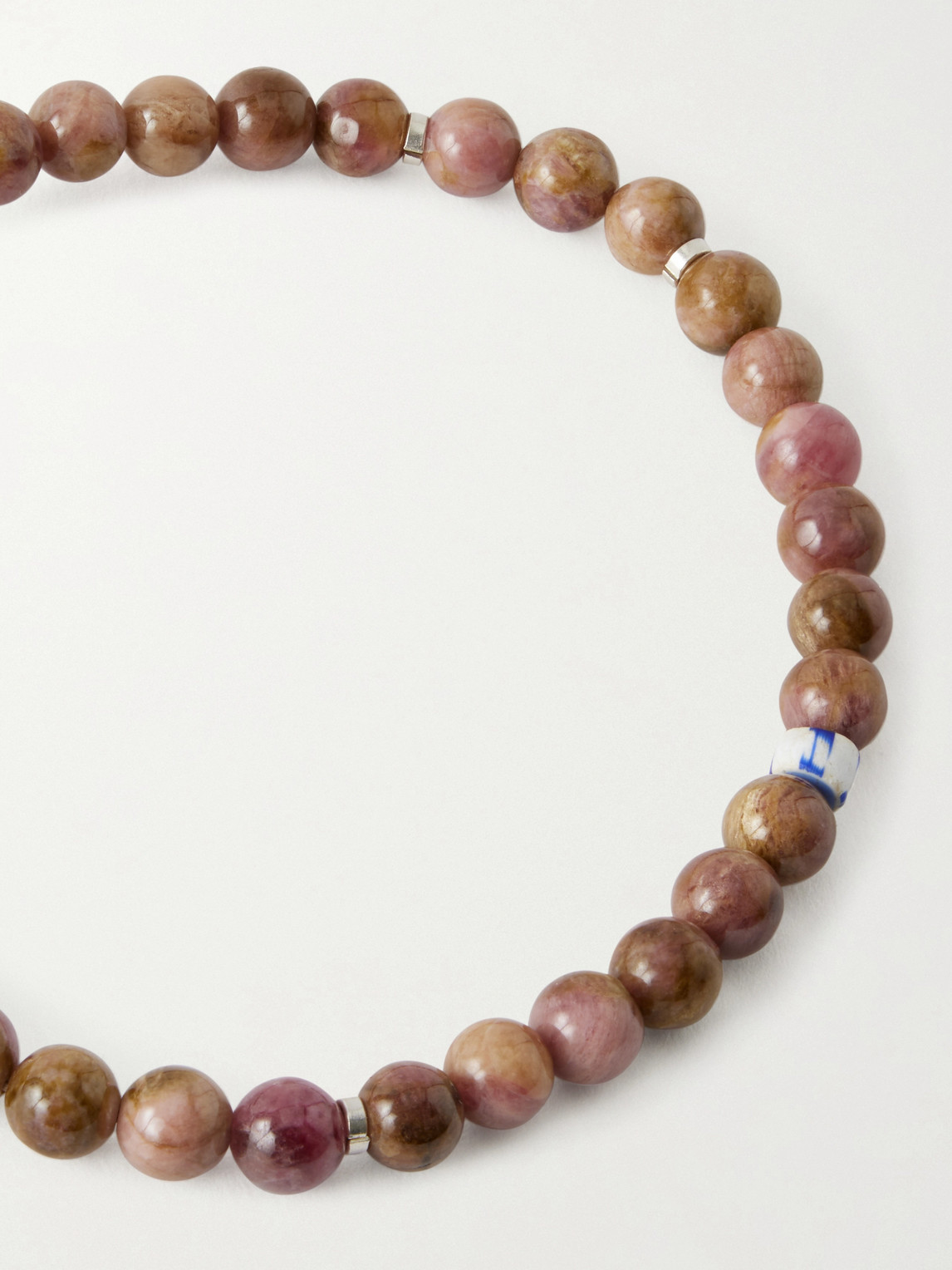  Mikia - Circle8 Sterling Silver, Tourmaline Cat's Eye And Charoite Beaded Bracelet - Men - Brown - M 