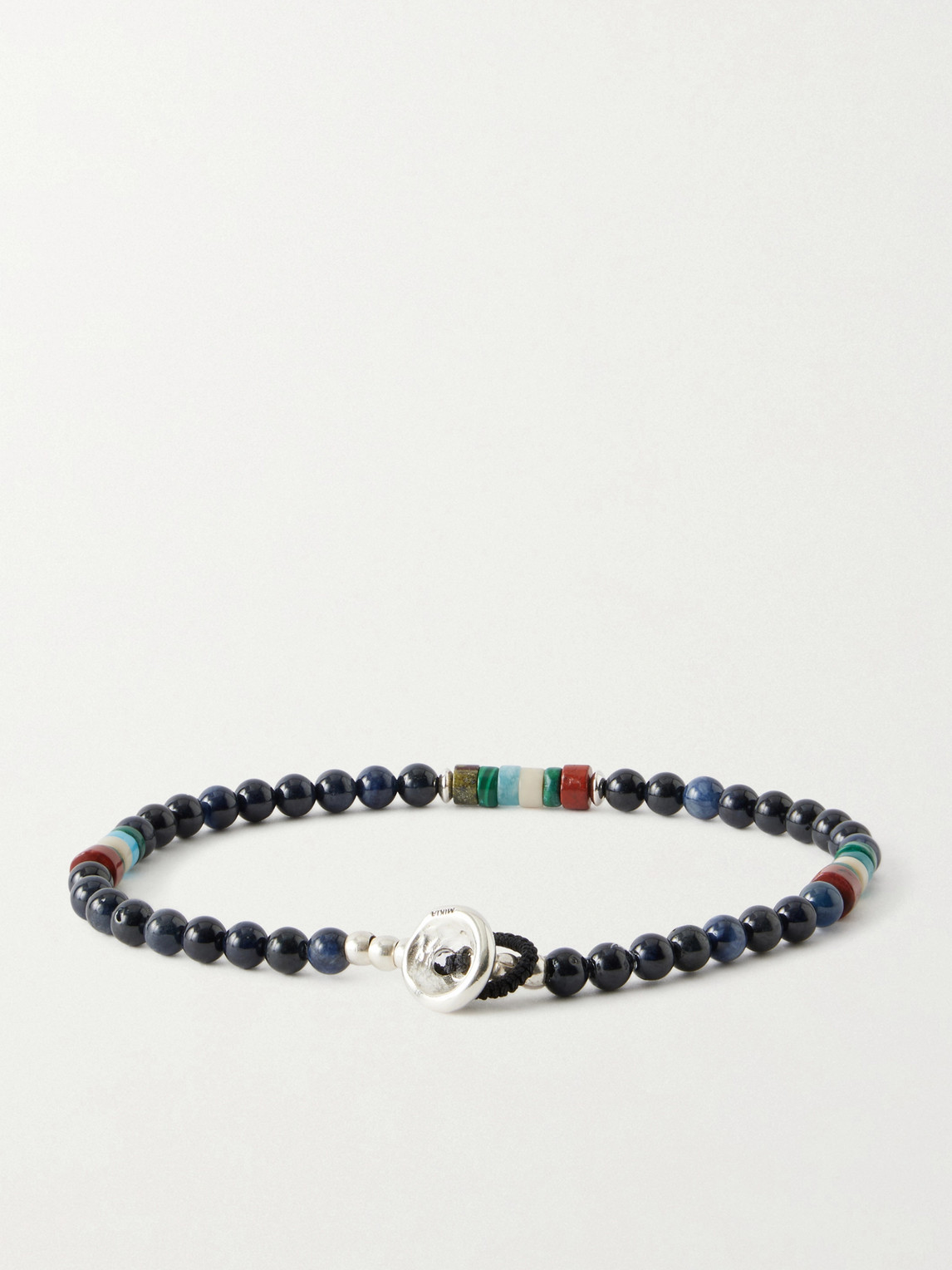  Mikia - Sterling Silver Multi-stone Beaded Bracelet - Men - Blue - M 