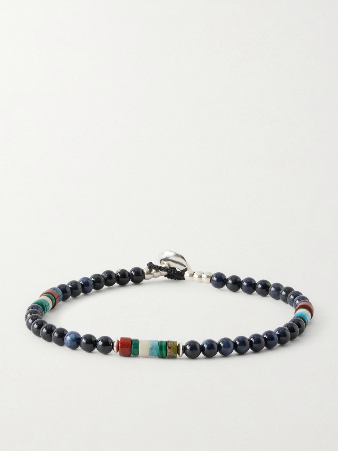 Mikia Sterling Silver Multi-stone Beaded Bracelet In Blue