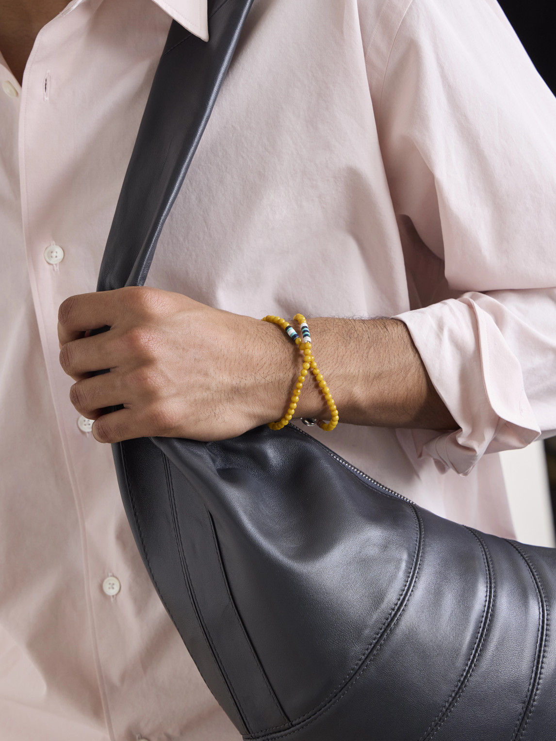  Mikia - Sterling Silver Multi-stone Beaded Bracelet - Men - Yellow 