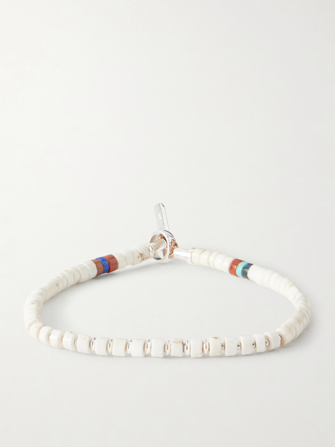 Mikia Sterling Silver Magnesite Beaded Bracelet In White