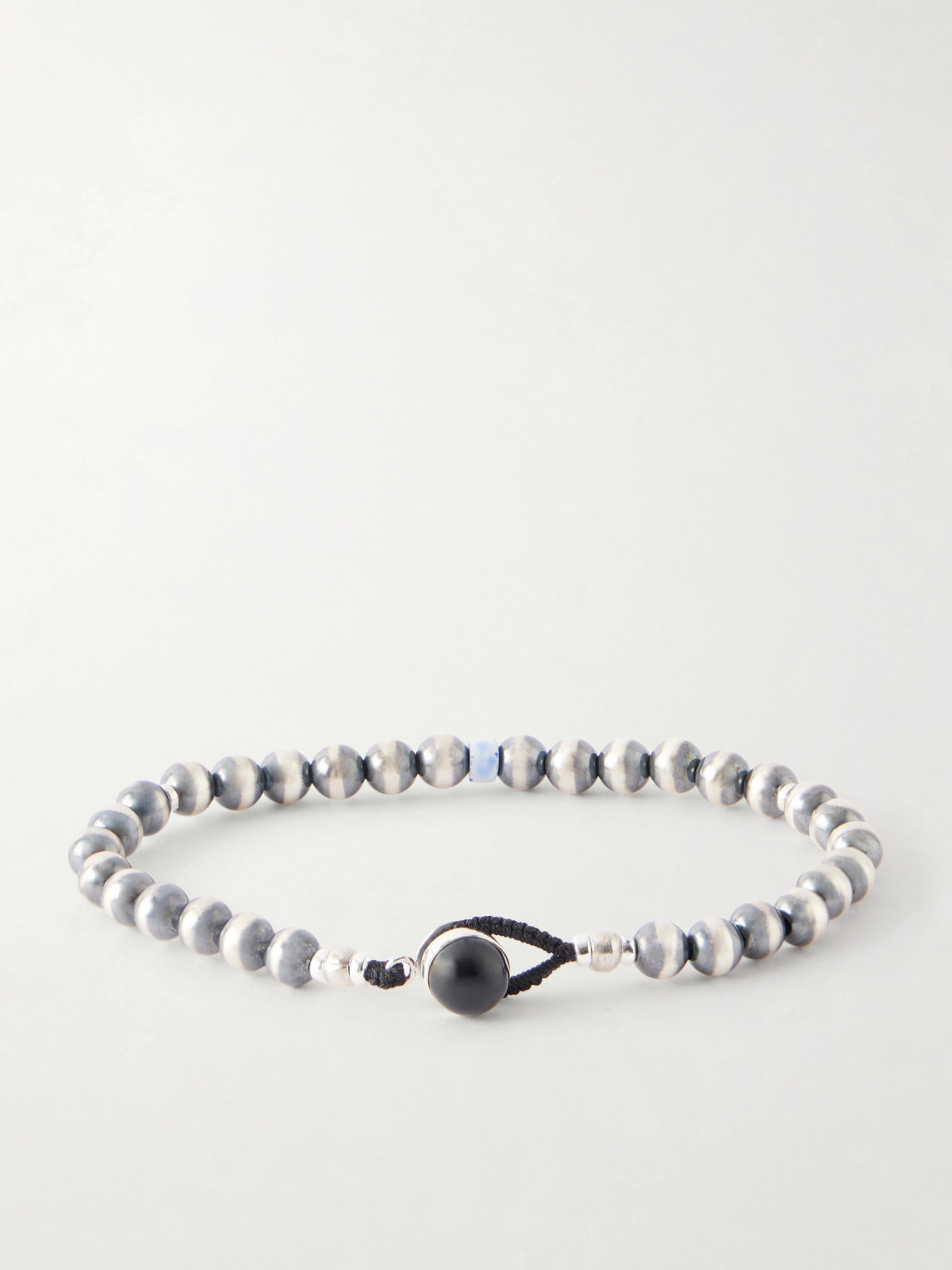 Mikia - Circle5 Sterling Silver Multi-stone Beaded Bracelet - Men - Silver - M 