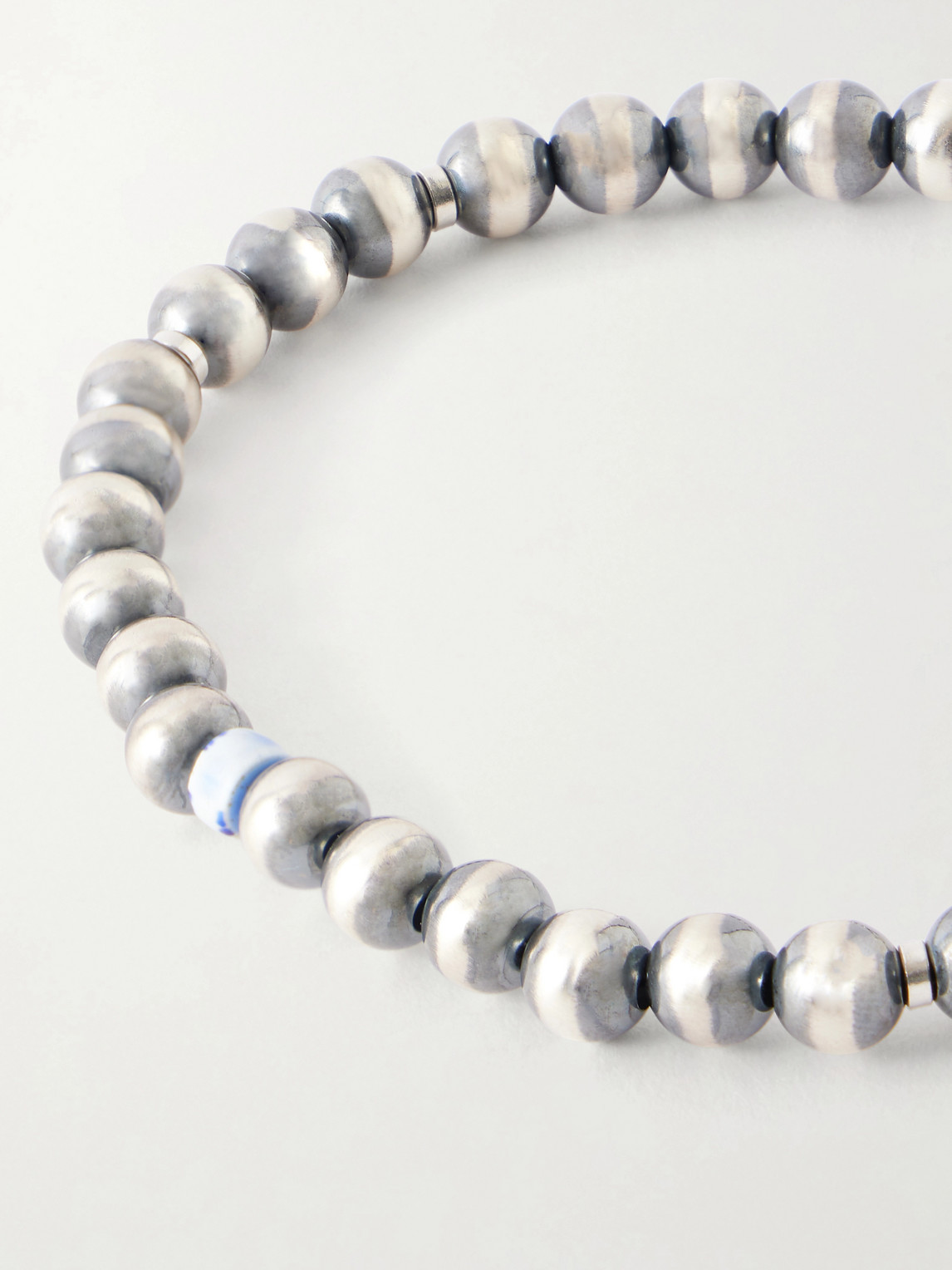  Mikia - Circle5 Sterling Silver Multi-stone Beaded Bracelet - Men - Silver - M 
