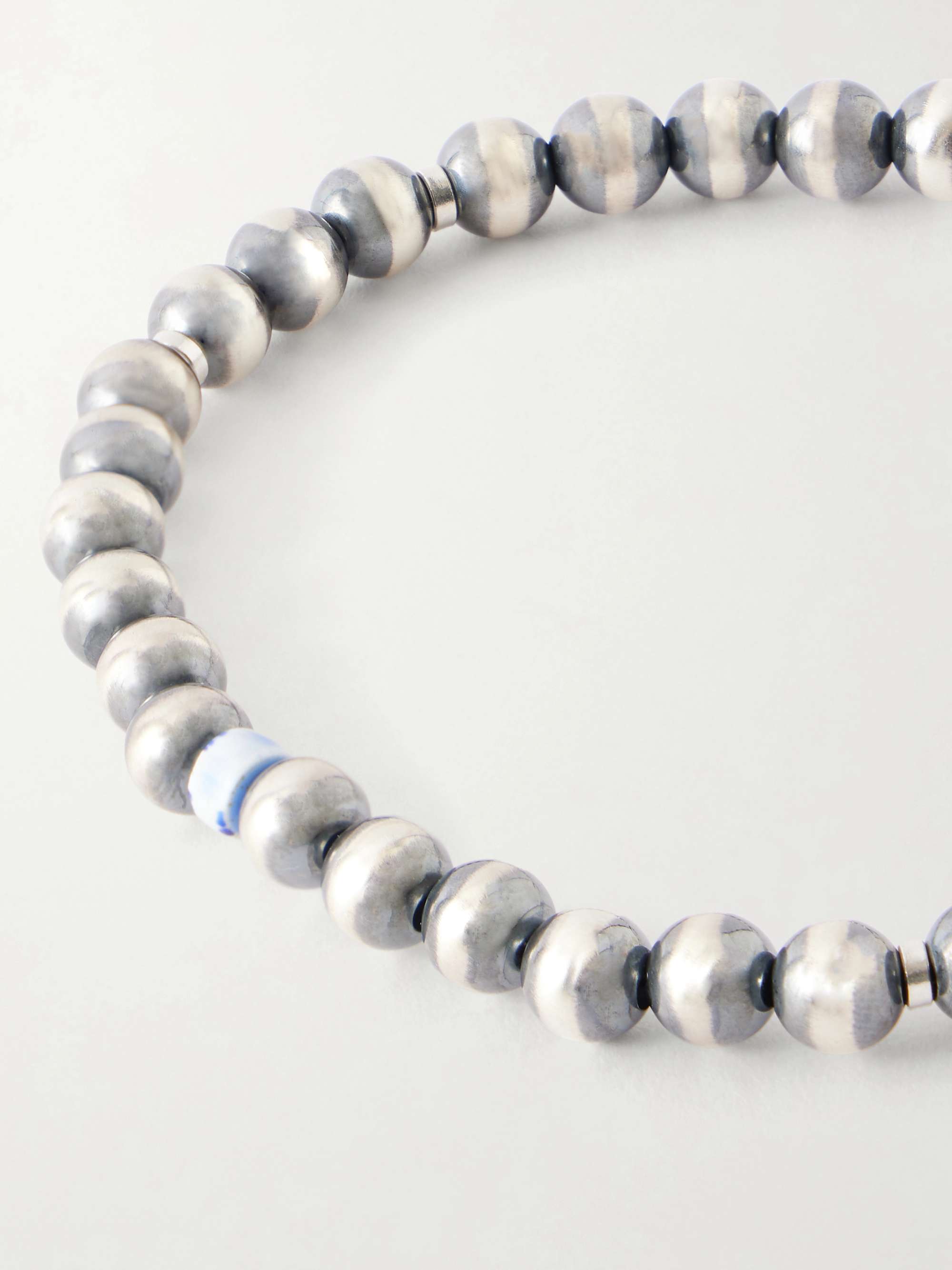 MIKIA Circle5 Sterling Silver Multi-Stone Beaded Bracelet for Men MIKIA Circle5 Sterling Silver Multi-Stone Beaded Bracelet for Men